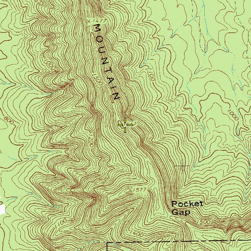 Topographic Map of Mill Mountain, GA