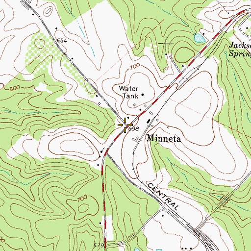 Topographic Map of Minneta, GA