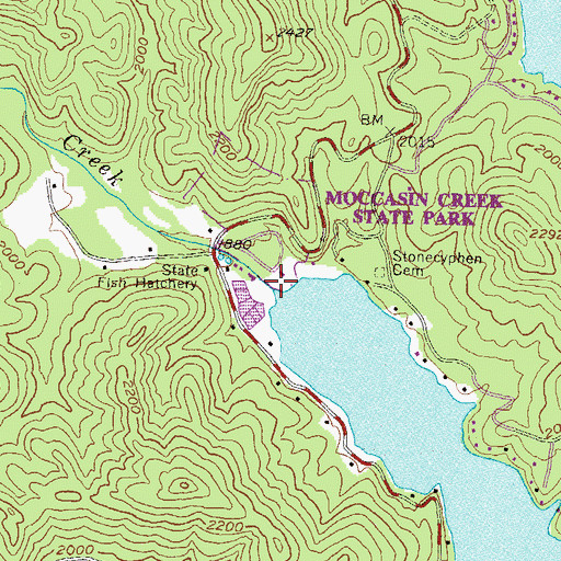 Topographic Map of Moccasin Creek, GA