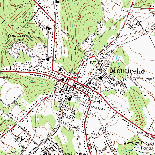 Topographic Map of Monticello, GA