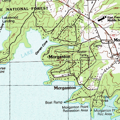 Topographic Map of Morganton, GA