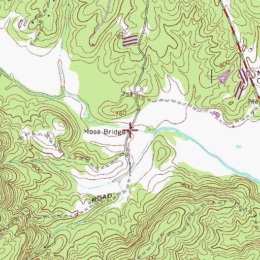 Topographic Map of Moss Bridge, GA