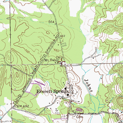 Topographic Map of Mount Tabor Church, GA