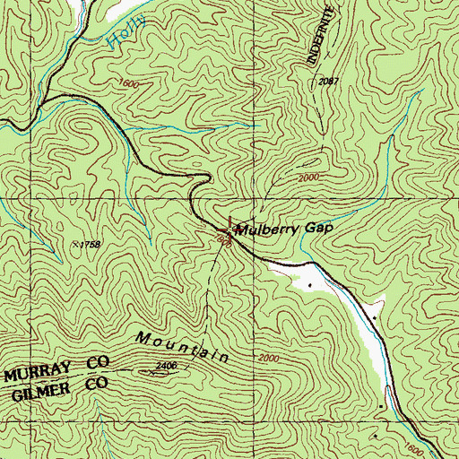 Topographic Map of Mulberry Gap, GA