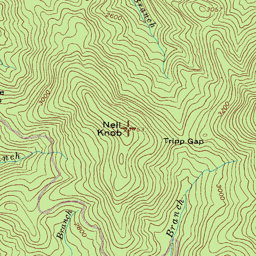 Topographic Map of Nell Knob, GA