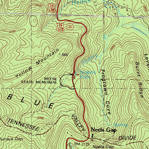 Topographic Map of Nottely Falls, GA