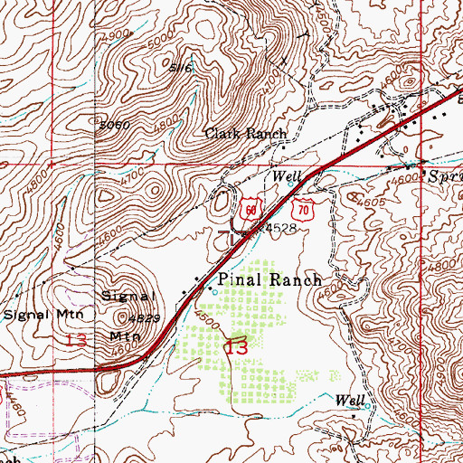 Topographic Map of Pinal Ranch, AZ