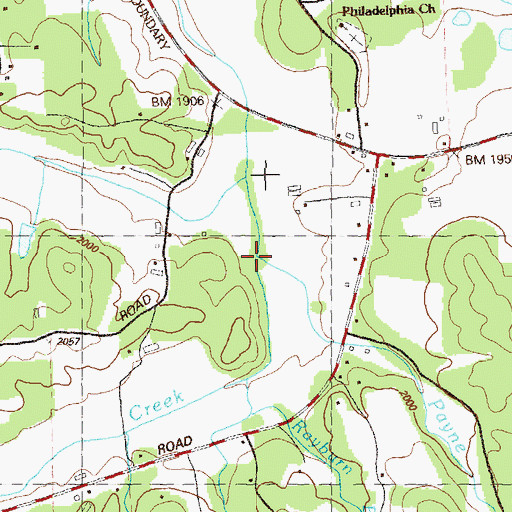 Topographic Map of Payne Creek, GA