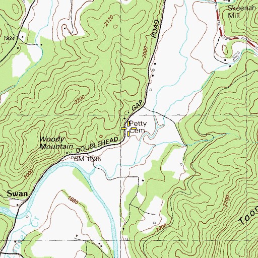Topographic Map of Petty Cemetery, GA