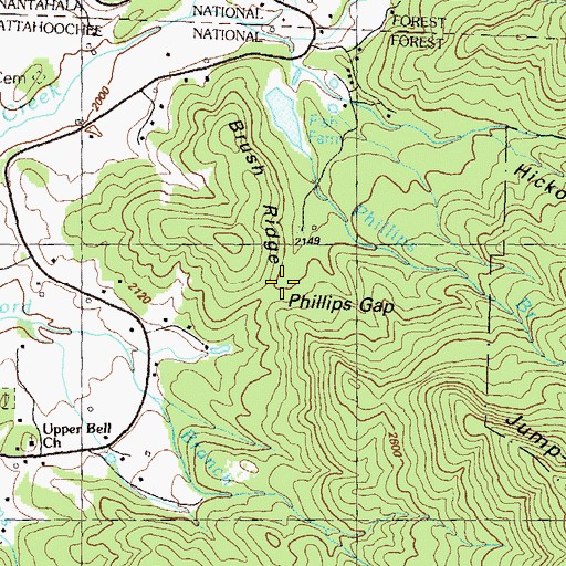 Topographic Map of Phillips Gap, GA