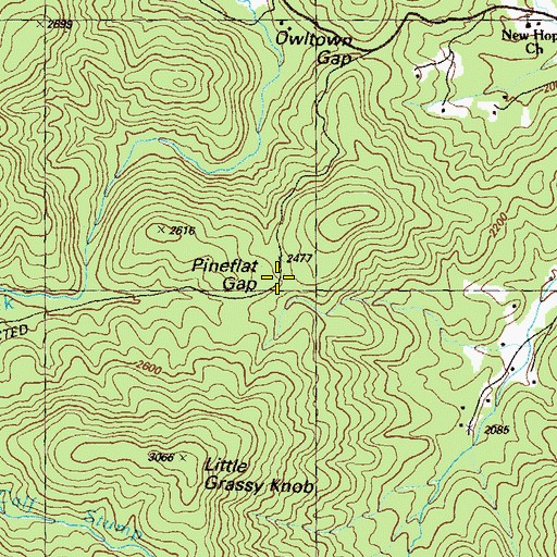 Topographic Map of Pineflat Gap, GA