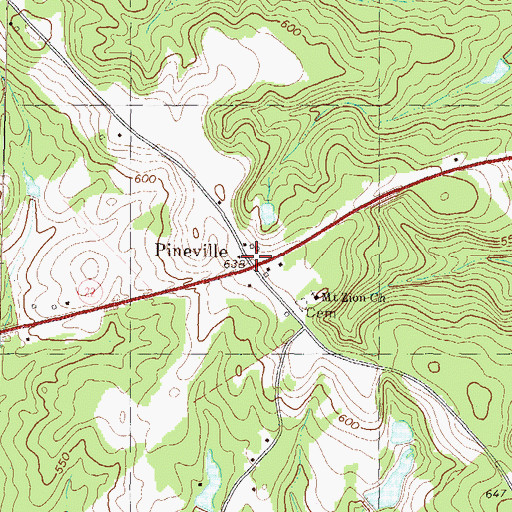 Topographic Map of Pine Ridge, GA