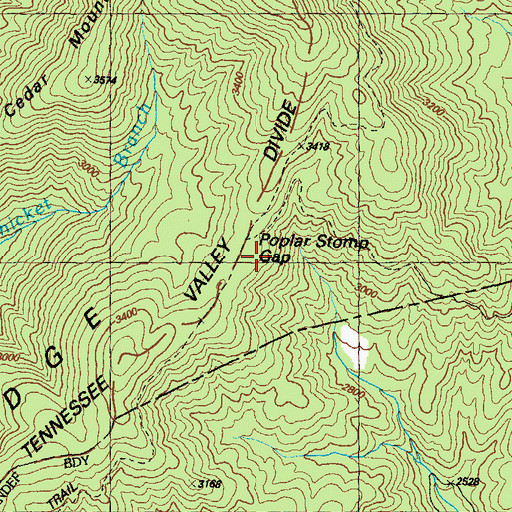 Topographic Map of Poplar Stomp Gap, GA