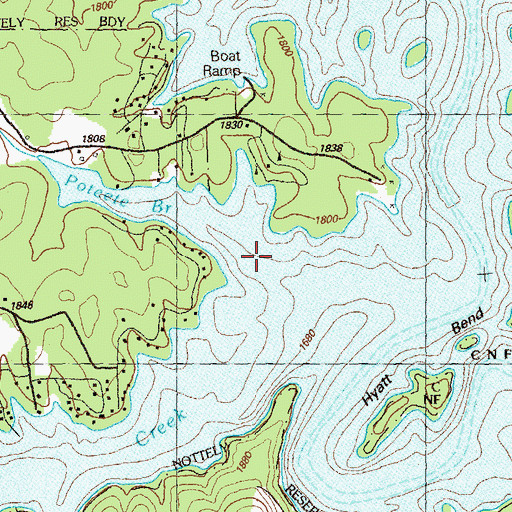 Topographic Map of Poteete Branch, GA