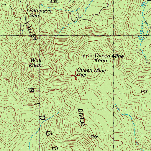 Topographic Map of Queen Mine Gap, GA