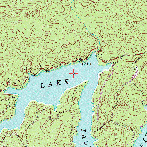 Topographic Map of Lake Rabun, GA