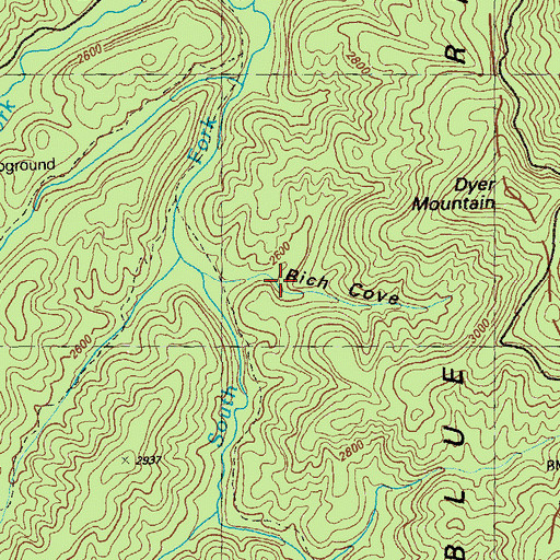 Topographic Map of Rich Cove, GA