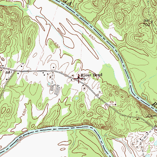 Topographic Map of River Bend Church, GA
