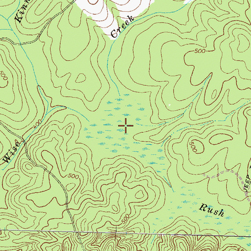 Topographic Map of Rush Creek, GA