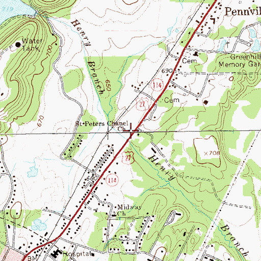 Topographic Map of Saint Peters Chanel, GA