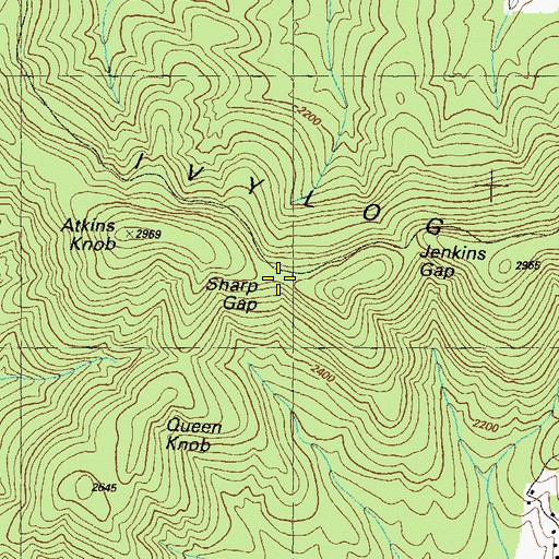 Topographic Map of Sharp Gap, GA
