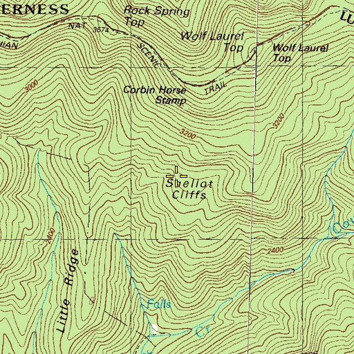 Topographic Map of Shellot Cliffs, GA