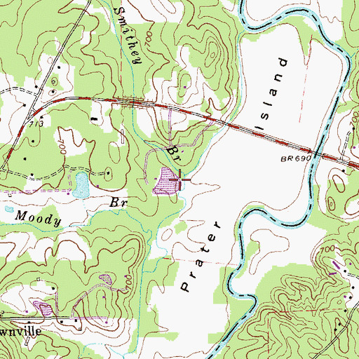 Topographic Map of Smithey Branch, GA