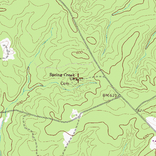 Topographic Map of Spring Creek Church, GA