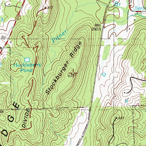 Topographic Map of Stockburger Ridge, GA