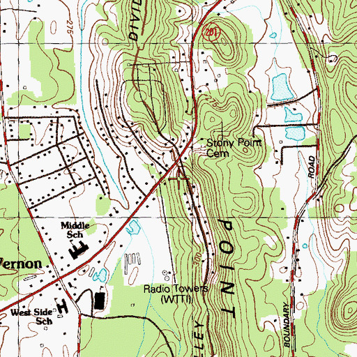 Topographic Map of Stony Point Church, GA