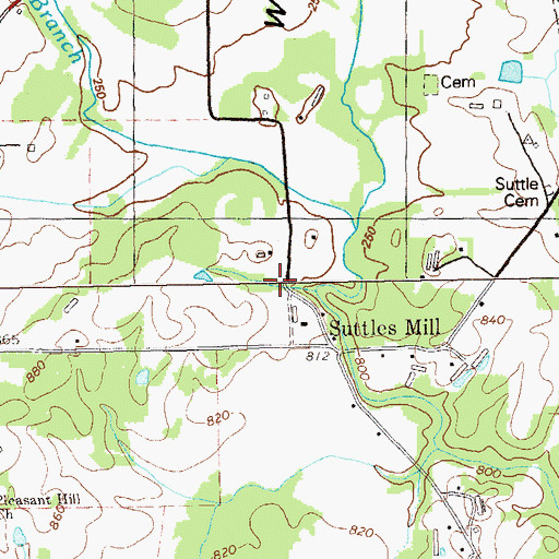 Topographic Map of Suttles Mill, GA