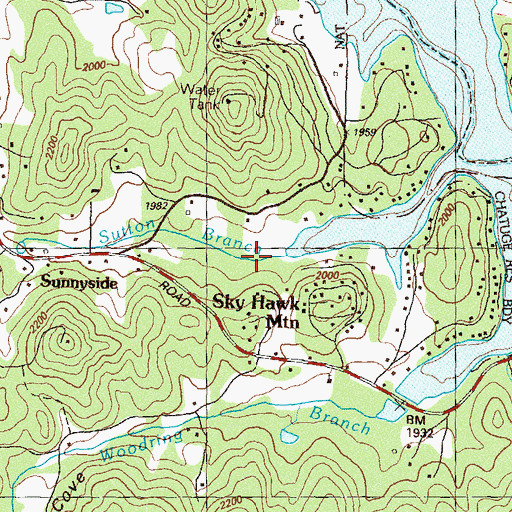 Topographic Map of Sutton Branch, GA