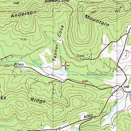 Topographic Map of Tanner Cove, GA