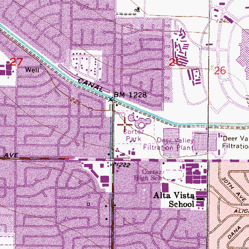 Topographic Map of Cortez Park, AZ