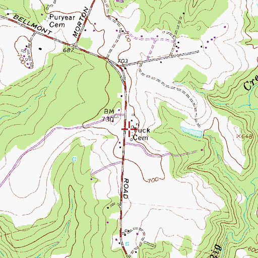 Topographic Map of Tuck Cemetery, GA