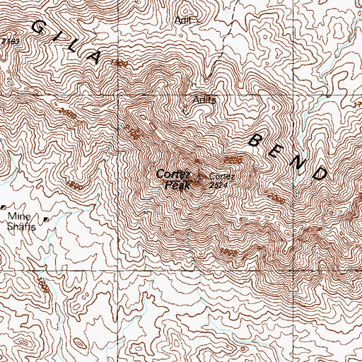 Topographic Map of Cortez Peak, AZ