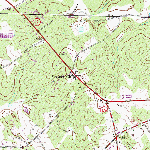 Topographic Map of Victory Church, GA
