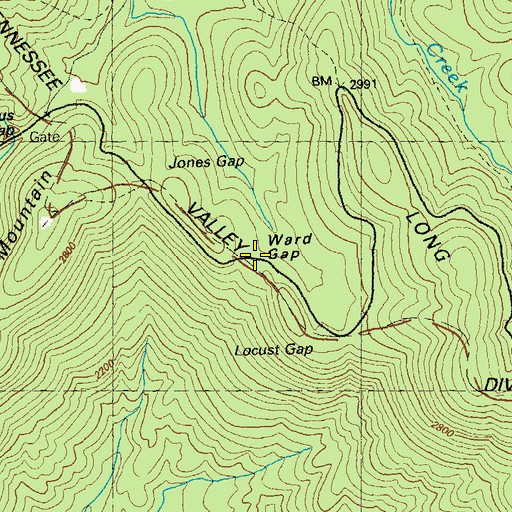 Topographic Map of Ward Gap, GA