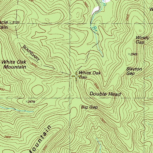 Topographic Map of White Oak Gap, GA