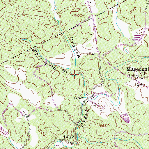 Topographic Map of Whitworth Branch, GA
