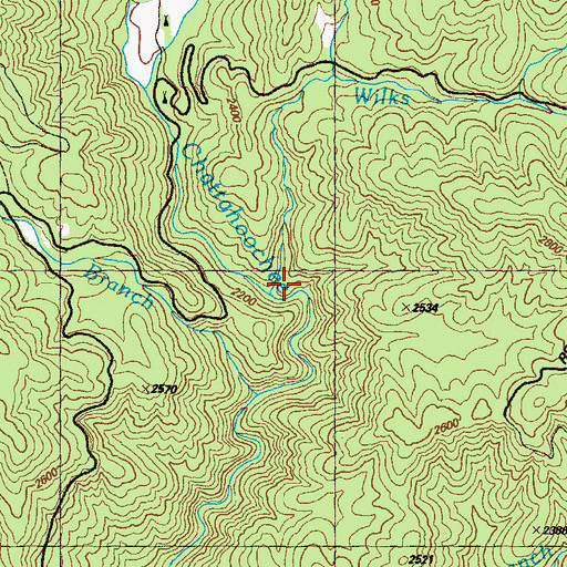 Topographic Map of Wilks Creek, GA