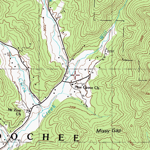 Topographic Map of Will Creek, GA