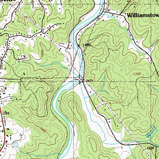 Topographic Map of Wolf Creek, GA