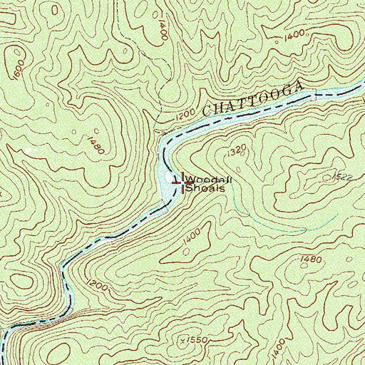 Topographic Map of Woodall Shoals, GA