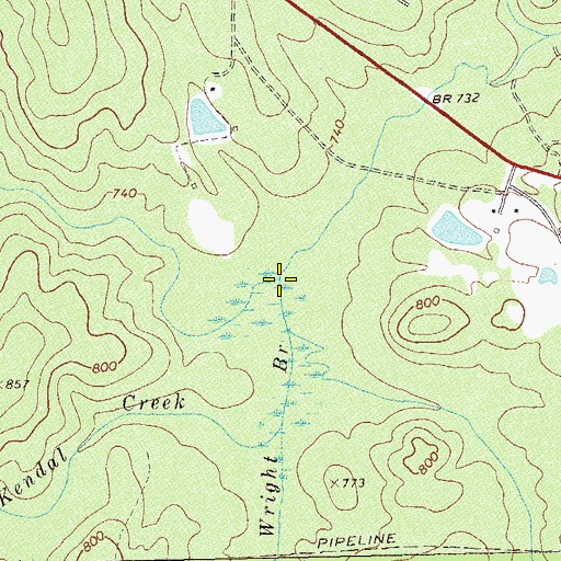 Topographic Map of Wright Branch, GA