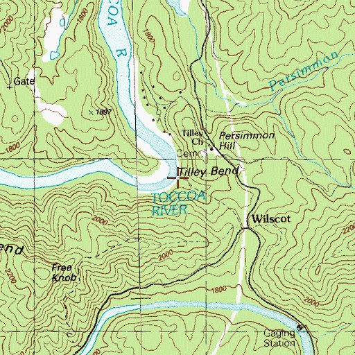 Topographic Map of Tilley Bend, GA