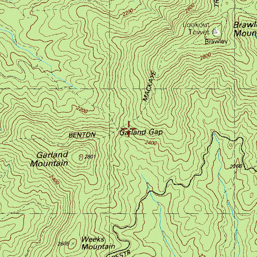 Topographic Map of Garland Gap, GA