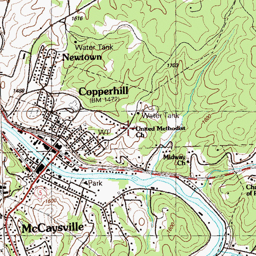 Topographic Map of United Methodist Church, TN