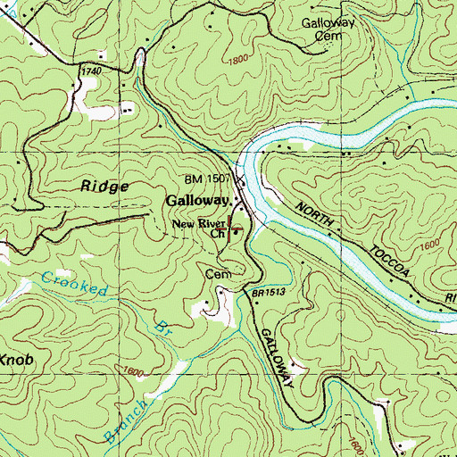 Topographic Map of New River Church, GA