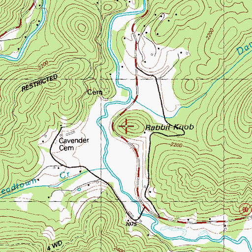 Topographic Map of Rabbit Knob, GA